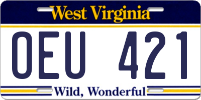 WV license plate OEU421