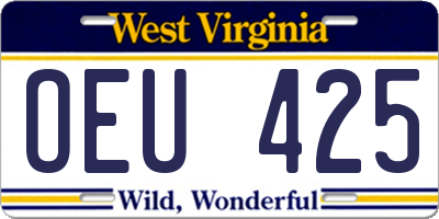 WV license plate OEU425