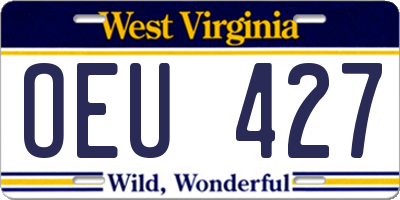 WV license plate OEU427