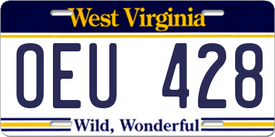 WV license plate OEU428