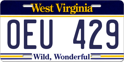 WV license plate OEU429