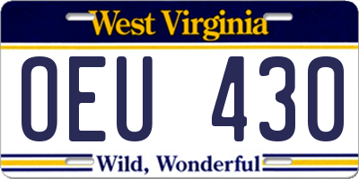 WV license plate OEU430