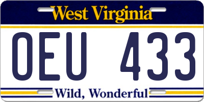 WV license plate OEU433