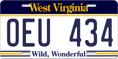 WV license plate OEU434