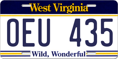 WV license plate OEU435