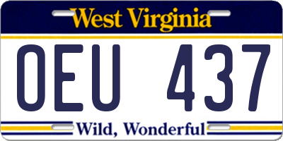 WV license plate OEU437