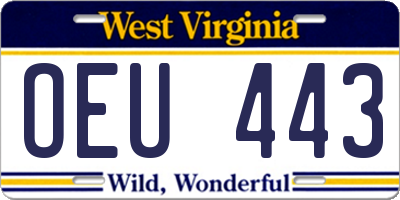 WV license plate OEU443