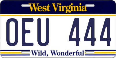 WV license plate OEU444