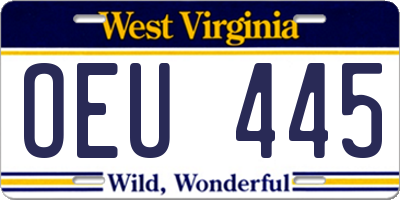 WV license plate OEU445