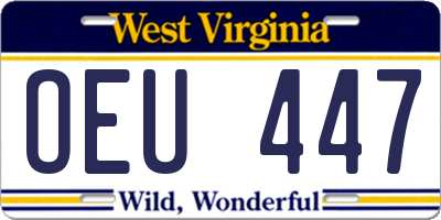 WV license plate OEU447