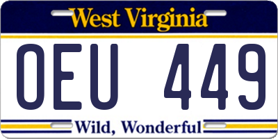 WV license plate OEU449
