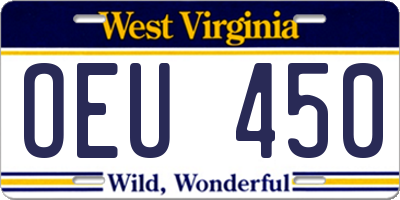 WV license plate OEU450