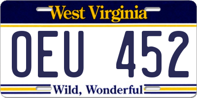 WV license plate OEU452