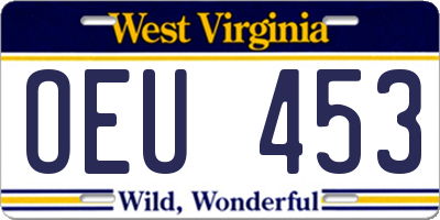 WV license plate OEU453