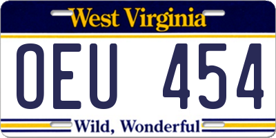 WV license plate OEU454