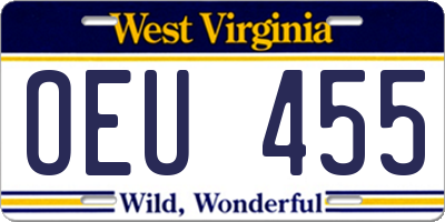 WV license plate OEU455