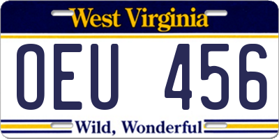 WV license plate OEU456