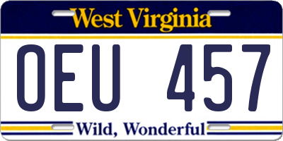 WV license plate OEU457