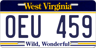 WV license plate OEU459