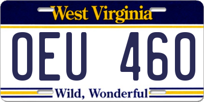 WV license plate OEU460