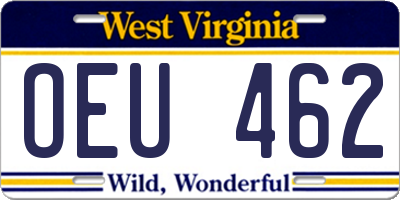 WV license plate OEU462