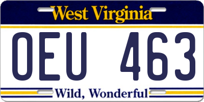 WV license plate OEU463