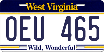 WV license plate OEU465
