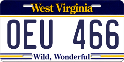 WV license plate OEU466