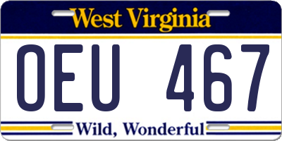 WV license plate OEU467