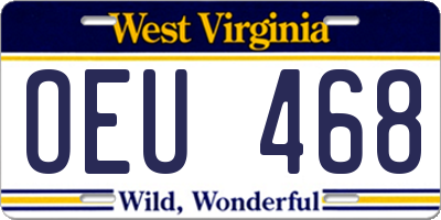 WV license plate OEU468