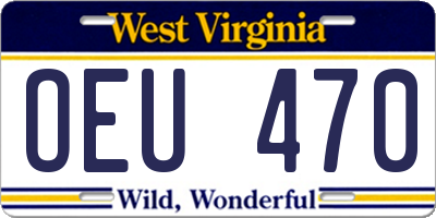 WV license plate OEU470
