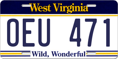 WV license plate OEU471