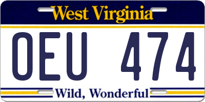 WV license plate OEU474