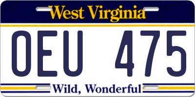 WV license plate OEU475