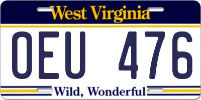 WV license plate OEU476