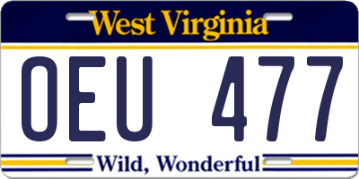 WV license plate OEU477