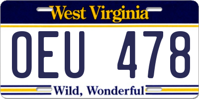 WV license plate OEU478