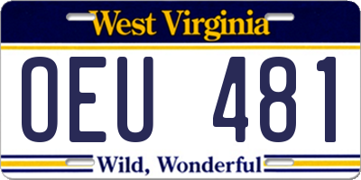 WV license plate OEU481