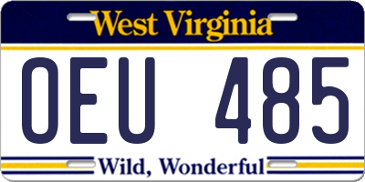 WV license plate OEU485