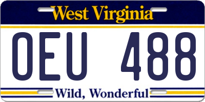 WV license plate OEU488