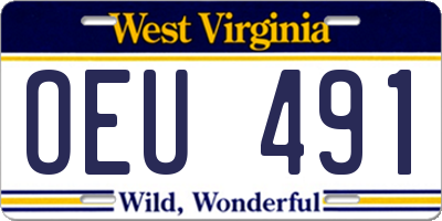 WV license plate OEU491