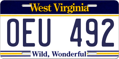 WV license plate OEU492