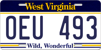 WV license plate OEU493