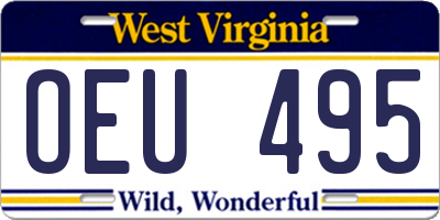 WV license plate OEU495