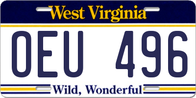 WV license plate OEU496