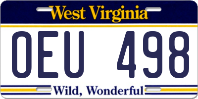 WV license plate OEU498