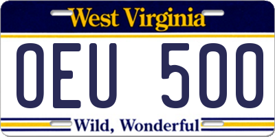 WV license plate OEU500