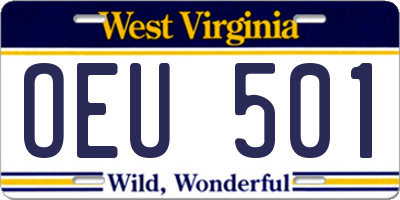 WV license plate OEU501
