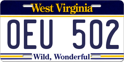 WV license plate OEU502