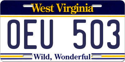 WV license plate OEU503